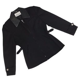 Vintage 90s Leather and Wool Zip Jacket